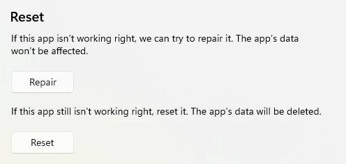 Restart reset installed app on windows