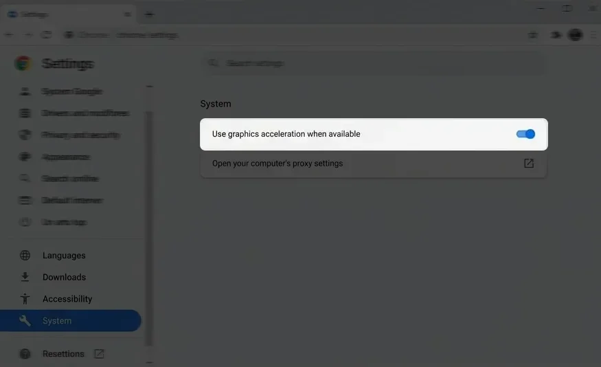 Chrome hardware acceleration settings toggle