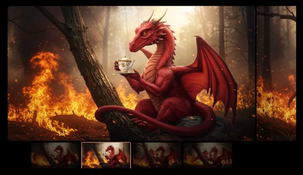 Imagefx test dragon in fire coffee