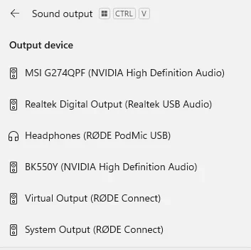 Windows 11 ses cikis aygiti secimi