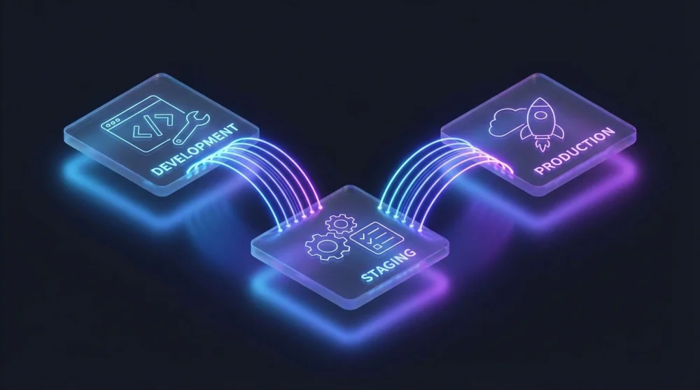 Software deployment staging environments