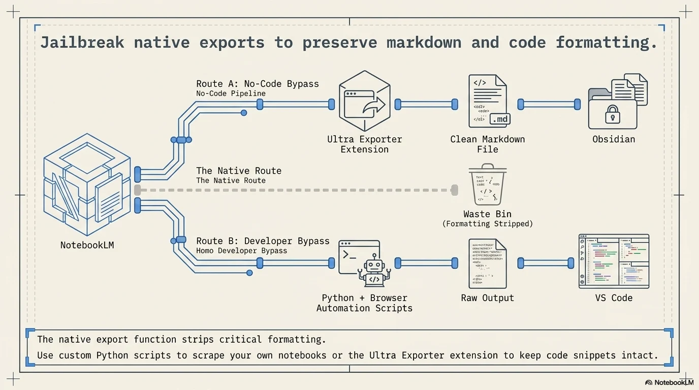 NotebookLM export jailbreak routes diagram