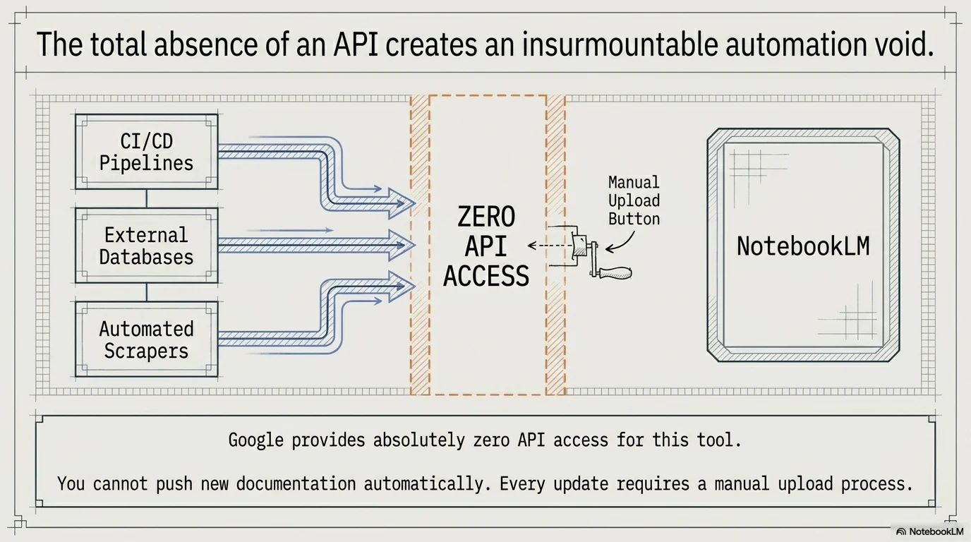 NotebookLM zero API access automation void