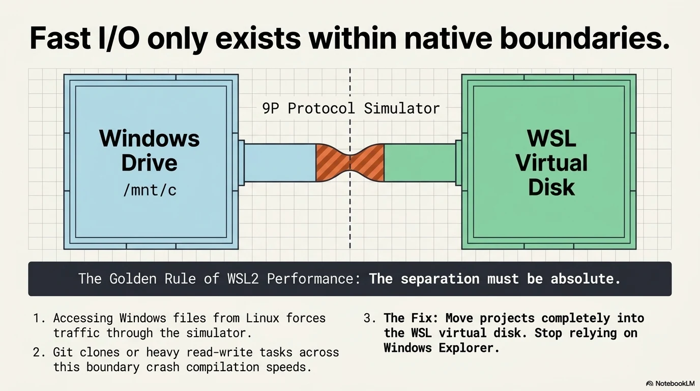 WSL2 9P Protocol filesystem boundary bottleneck